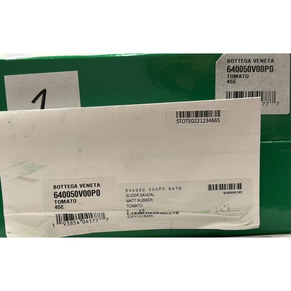 NIB $390 Bottega Veneta Slider Patterned Rubber Sandals Tomato 12 US (45) 640050 main image 4